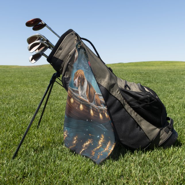 American English Foxhound Christmas Festive Voyage Golf Towel (Green)