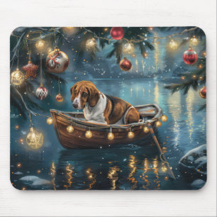 American English Foxhound Christmas Festive Voyage Mouse Pad