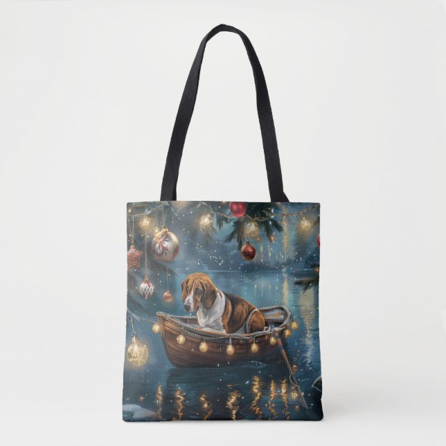 American English Foxhound Christmas Festive Voyage Tote Bag (Front)