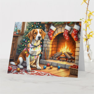 American English Foxhound Christmas Lights  Card