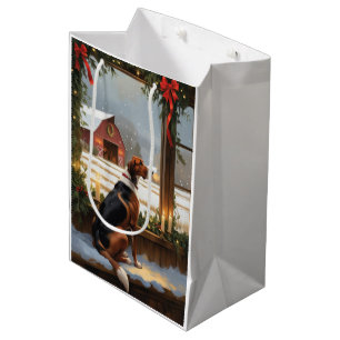 American English Foxhound Christmas Lights Holiday Medium Gift Bag