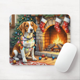 American English Foxhound Christmas Lights  Mouse Pad
