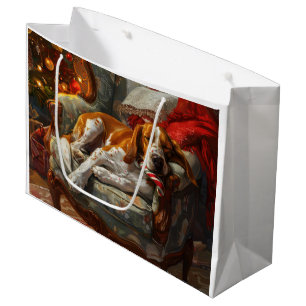 American English Foxhound Dog Christmas Festive Large Gift Bag