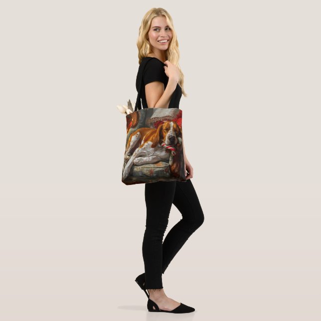 American English Foxhound Dog Christmas Festive Tote Bag (On Model)