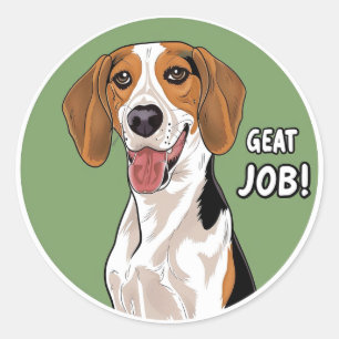 American English Foxhound Great Job Teacher Reward Classic Round Sticker