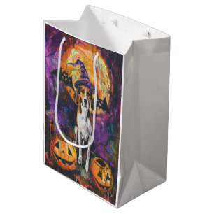 American English Foxhound Halloween Pumpkin Medium Gift Bag