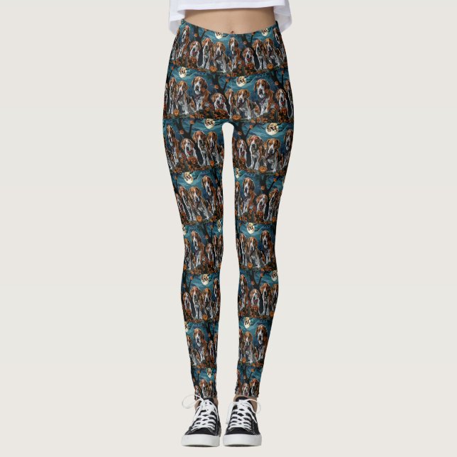 American English Foxhound Halloween Spooky  Leggings (Front)