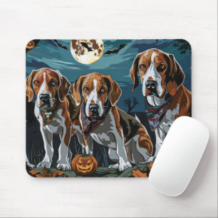 American English Foxhound Halloween Spooky Mouse Pad