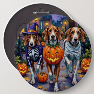American English Foxhound In Halloween Costumes 6 Cm Round Badge