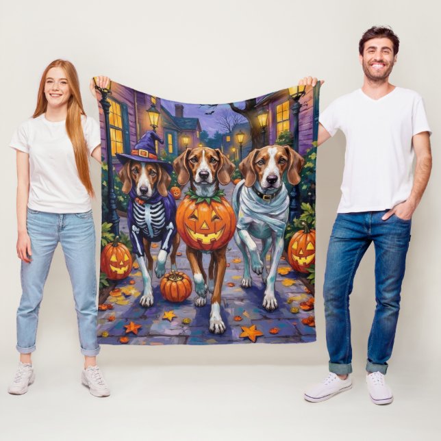 American English Foxhound In Halloween Costumes Fleece Blanket (In Situ)