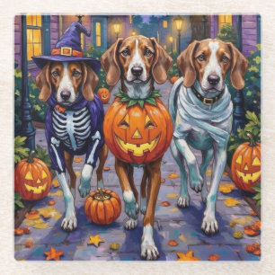 American English Foxhound In Halloween Costumes Glass Coaster