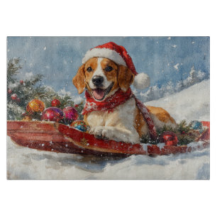 American English Foxhound in Sledge Christmas Cutting Board