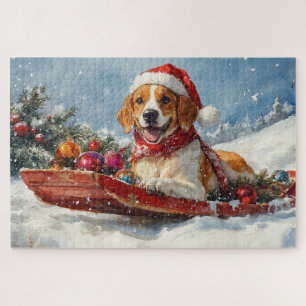 American English Foxhound in Sledge Christmas Jigsaw Puzzle