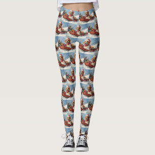 American English Foxhound in Sledge Christmas Leggings