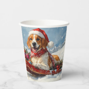 American English Foxhound in Sledge Christmas Paper Cups