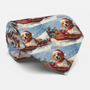 American English Foxhound in Sledge Christmas Tie