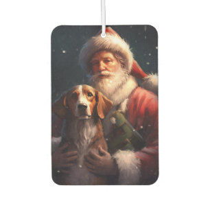 American English Foxhound Santa Claus Christmas Car Air Freshener