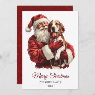 American English Foxhound Santa Claus Christmas Holiday Card