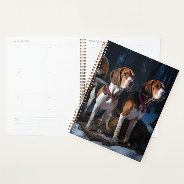 American English Foxhound Snowy Sleigh Christmas Planner (Display)