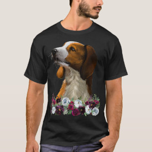 American English Redtick Coonhound Dog Floral  T-Shirt