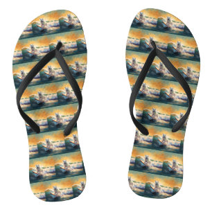 American Eskimo Beach Surfing Painting  Jandals
