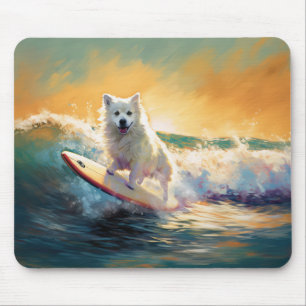 American Eskimo Beach Surfing Painting Mouse Pad