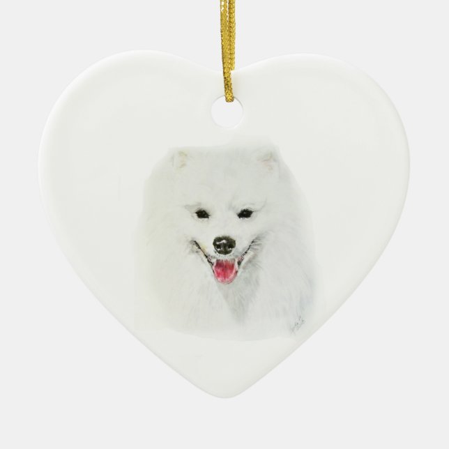 American Eskimo Ceramic Tree Decoration (Front)