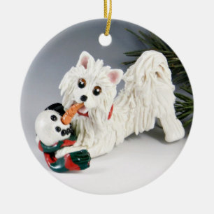 American Eskimo Ceramic Tree Decoration