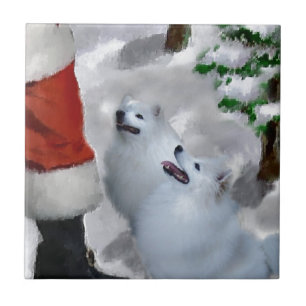 American Eskimo Christmas Tile