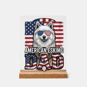 American Eskimo Dad Patriotic Vintage Dog Acrylic Sign