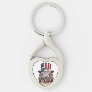 American Eskimo Dad Patriotic Vintage Dog Key Ring
