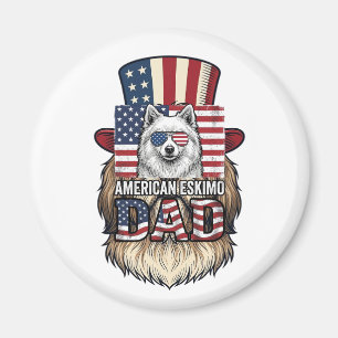 American Eskimo Dad Patriotic Vintage Dog Magnet
