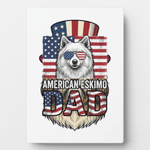 American Eskimo Dad Patriotic Vintage Dog Plaque