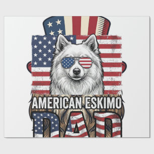 American Eskimo Dad Patriotic Vintage Dog Wrapping Paper