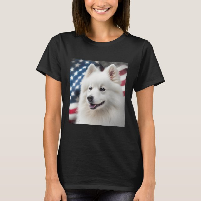 American Eskimo Dog 4th of July  American Eskimo D T-Shirt (Front)