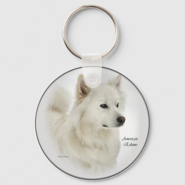 American Eskimo Dog Art Gifts Key Ring (Front)
