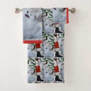 American Eskimo Dog Christmas Bath Towel Set