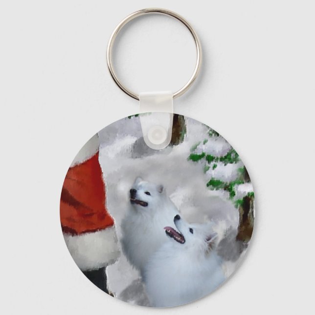 American Eskimo Dog Christmas Gifts Key Ring (Front)