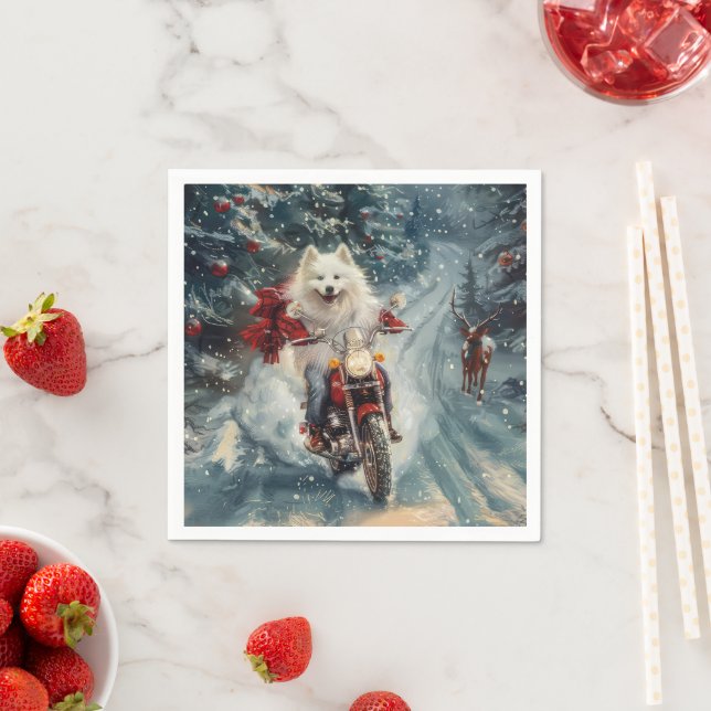 American Eskimo Dog Christmas  Napkin (Insitu)