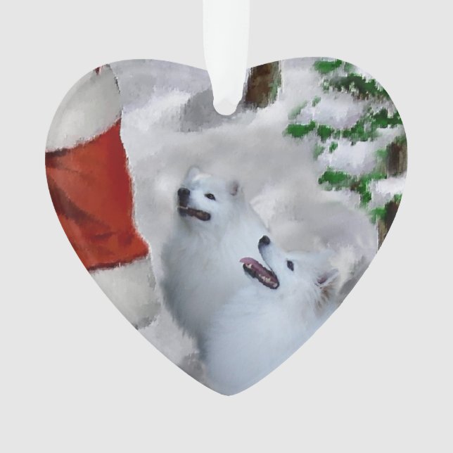 American Eskimo Dog Christmas Ornament (Front)