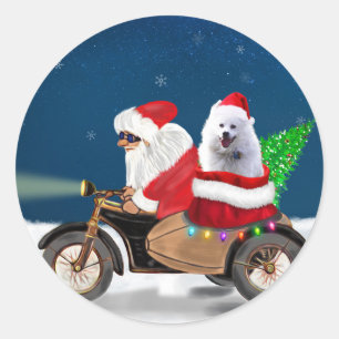 American Eskimo Dog Christmas Santa Claus  Classic Round Sticker