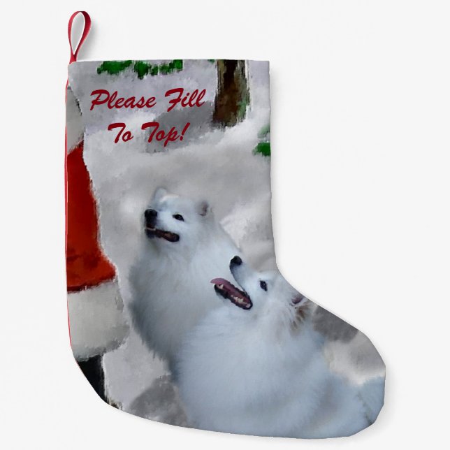 American Eskimo Dog Christmas Small Christmas Stocking (Front)