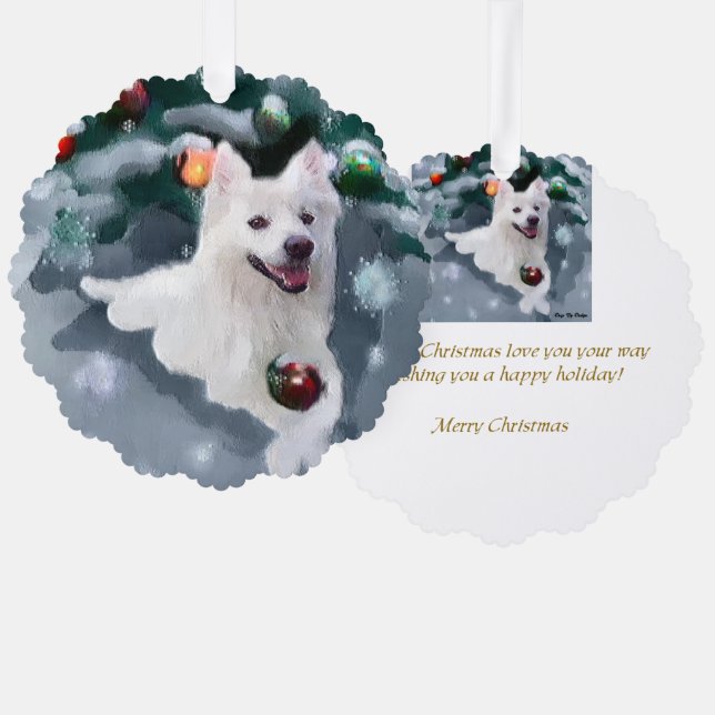 American Eskimo Dog Christmas Tree Decoration Card (Front/Back)