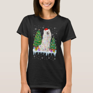 American Eskimo Dog Christmas Tree Lights Puppy T-Shirt