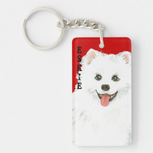 American Eskimo Dog Colour Block Key Ring