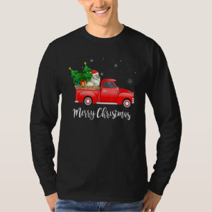 American Eskimo Dog Dog Riding Red Truck Christmas T-Shirt