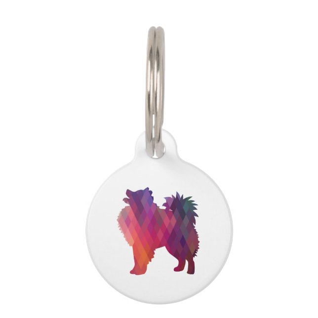American Eskimo Dog Geo Silhouette Purple Pet Tag (Front)