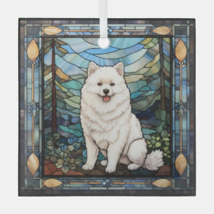 American Eskimo Dog Glass Tree Decoration