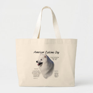 American Eskimo Dog History Design Large Tote Bag