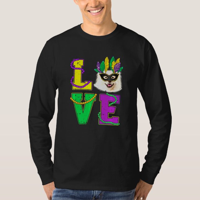 American Eskimo Dog I Love Puppy Mardi Gras Men Wo T-Shirt (Front)